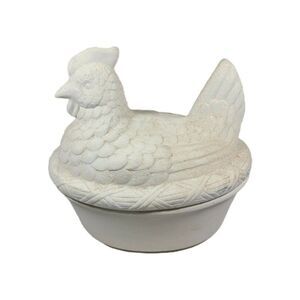Large Ceramic Nested Hen Covered Dish Nesting Hen Candy Dish Unfinished Craft